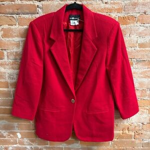 VTG Red Sag Harbor Blazer 100% Wool Academia Single-Button Closure Women’s 14